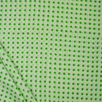 Organic Green Palkas Dot Hand Block Printed Fabric
