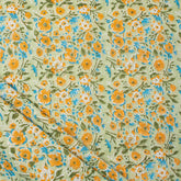 Organic Multi Floral Hand Block Printed Fabric By The Yard