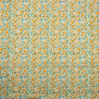 Organic Multi Floral Hand Block Printed Fabric By The Yard
