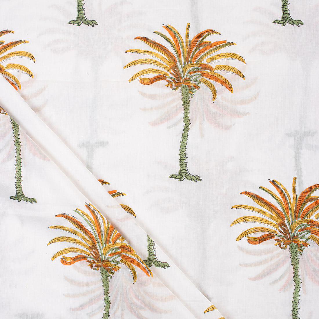 Organic Natural Cotton Palm Printed Fabric