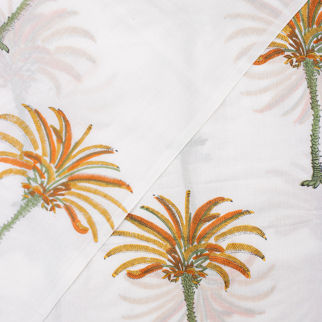 Organic Natural Cotton Palm Printed Fabric