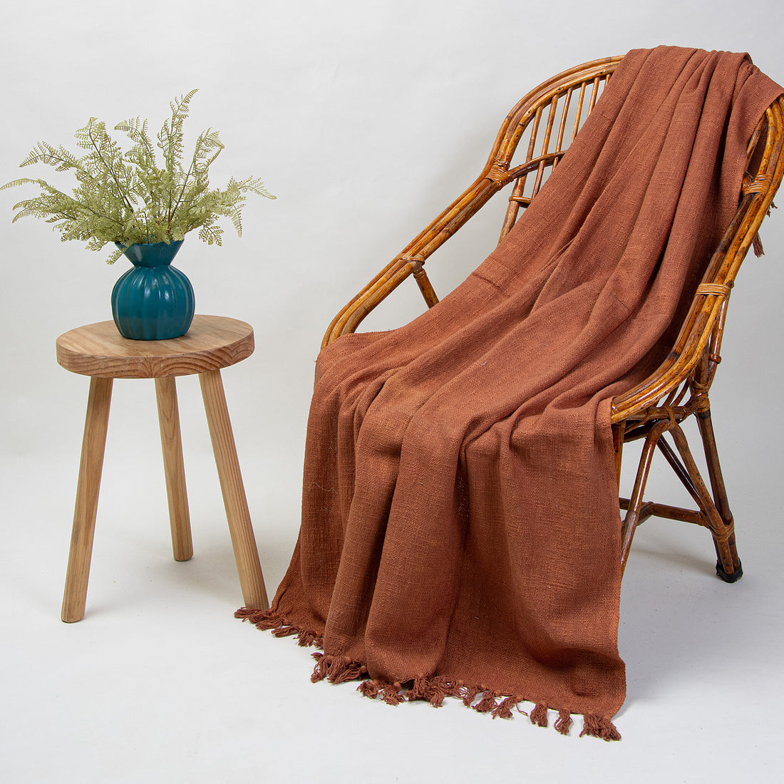 Organic Solid Indian Cotton Sofa Throw Blanket