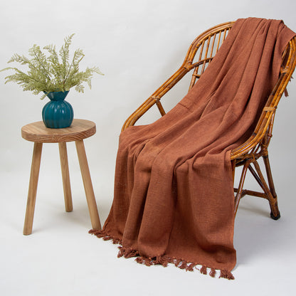 Organic Solid Indian Cotton Sofa Throw Blanket