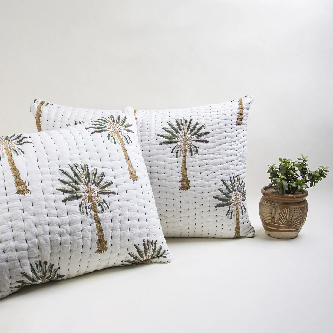 Palm Print Handmade Bed Pillow Covers