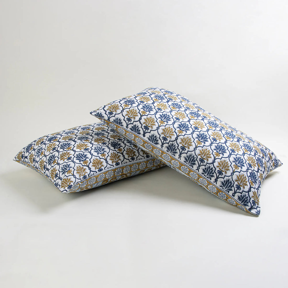 Floral Print Reversible Cotton Pillow Cover Set