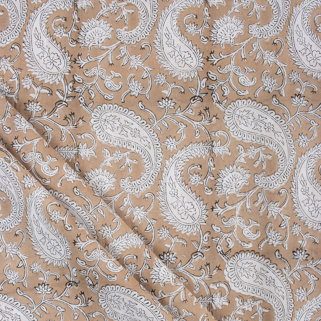 Paisley Indian Hand Block Print Fabric By The Yard