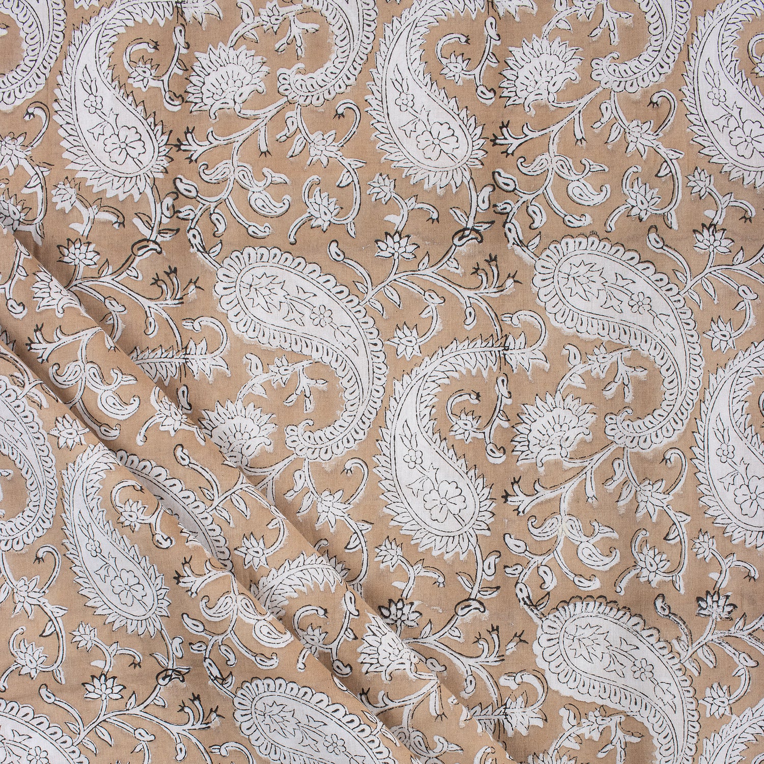 Paisley Indian Hand Block Print Fabric By The Yard