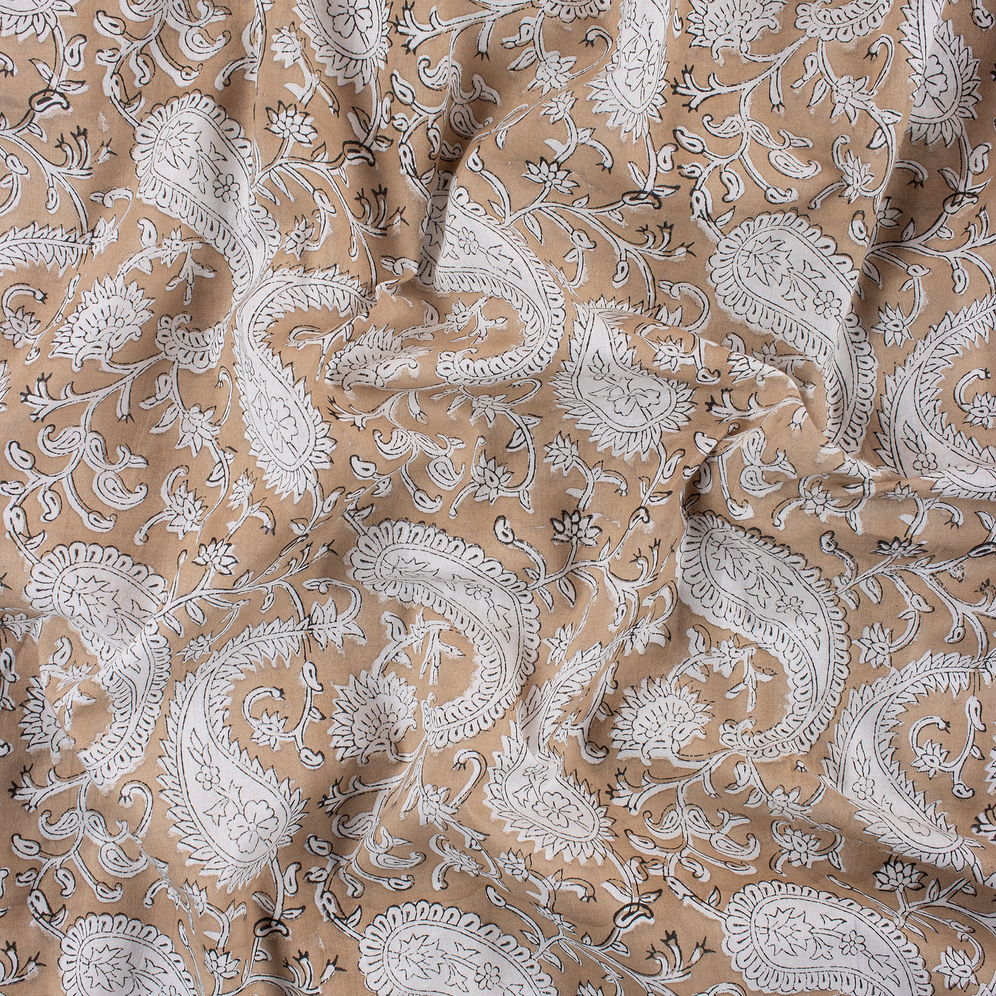 Paisley Indian Hand Block Print Fabric By The Yard