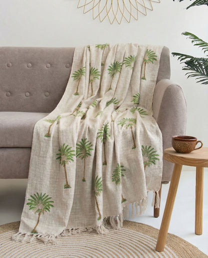 Palm Block Printed Sofa Throw Blanket