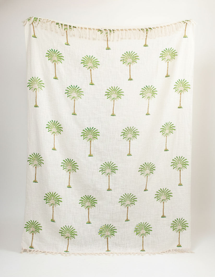 Palm Block Printed Sofa Throw Blanket