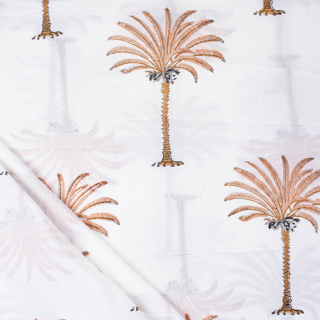 Palm Tree Hand Block Print Fabric By The Yard
