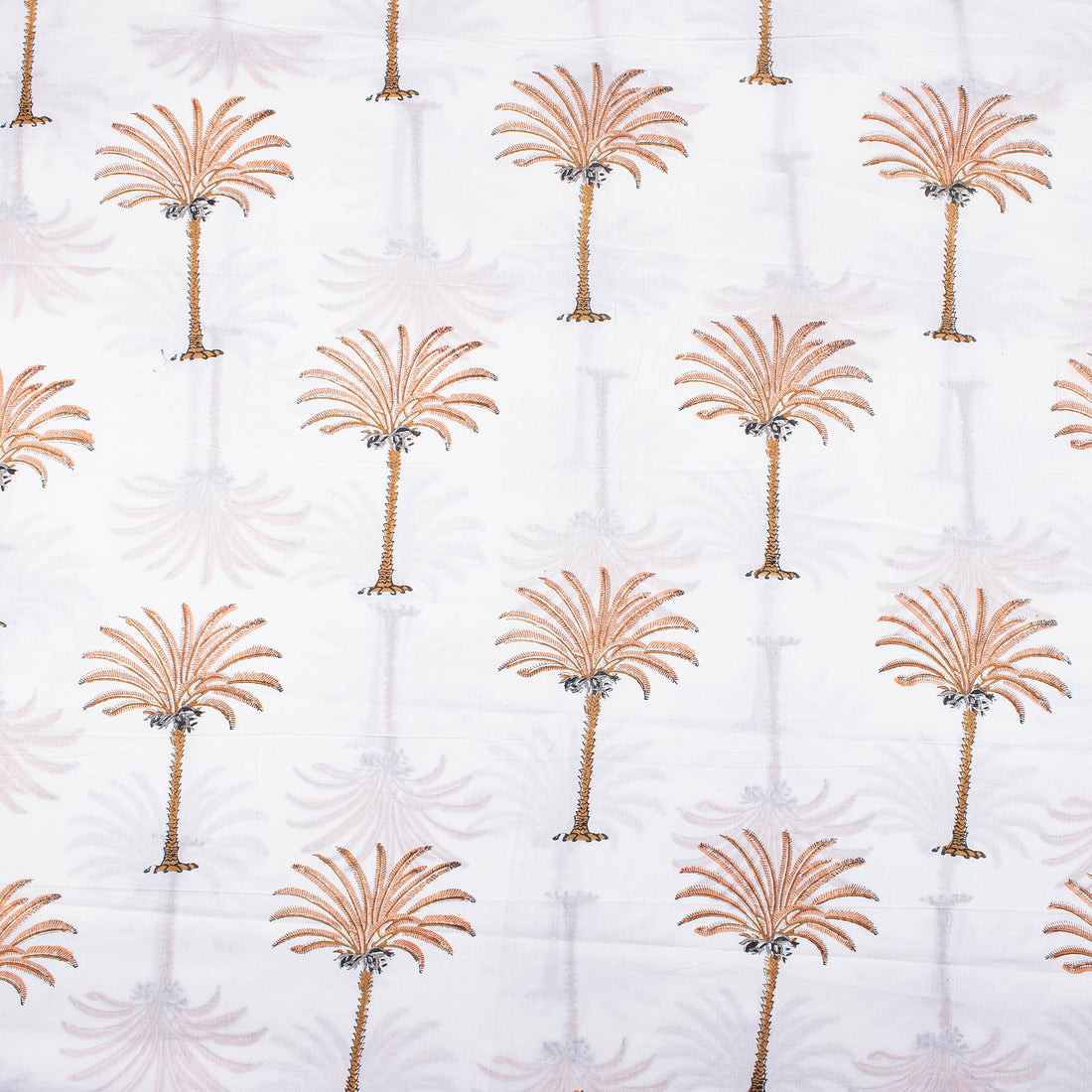 Palm Tree Hand Block Print Fabric By The Yard