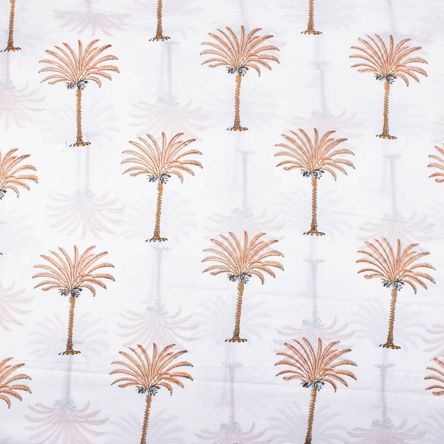 Palm Tree Hand Block Print Fabric By The Yard