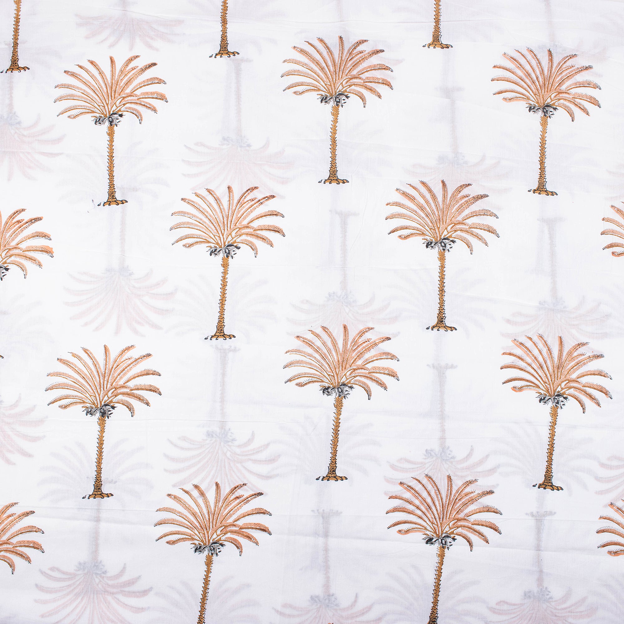 Palm Tree Hand Block Print Fabric By The Yard