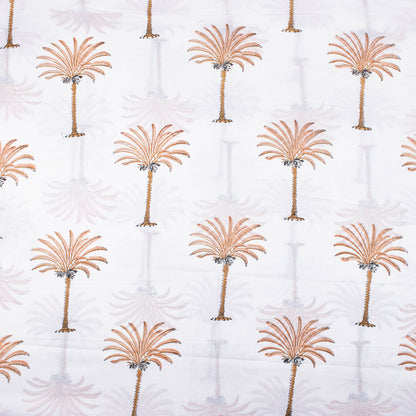 Palm Tree Hand Block Print Fabric By The Yard