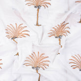 Palm Tree Hand Block Print Fabric By The Yard
