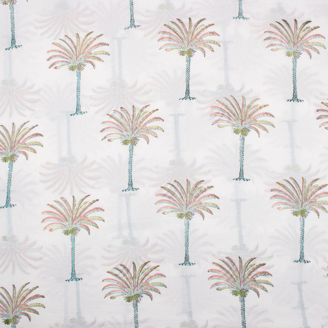 Palm Tree Indian Block Print Cotton Fabric for Dresses