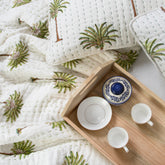 Palm Tree Print Handmade Cotton Winter Kantha Quilt Blanket