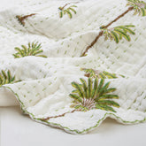Palm Tree Print Handmade Cotton Winter Kantha Quilt Blanket