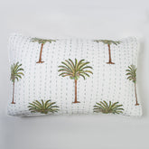 Palm Tree Print Handmade Cotton Winter Kantha Quilt Blanket