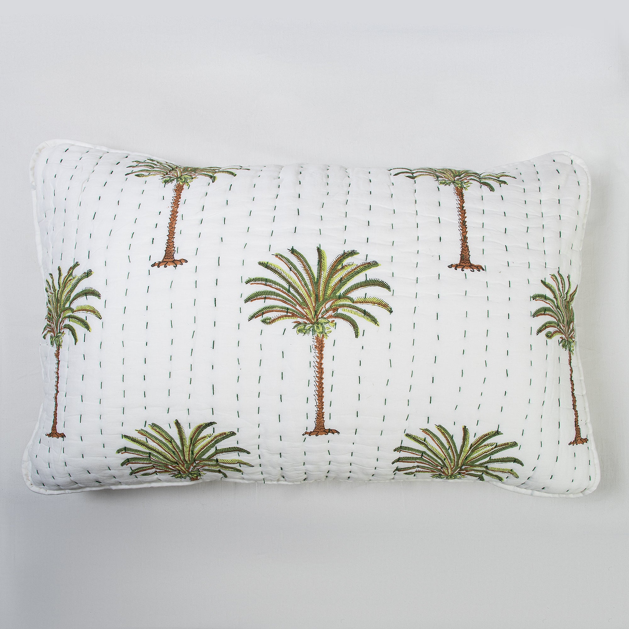 Palm Tree Print Handmade Cotton Winter Kantha Quilt Blanket