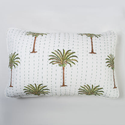 Palm Tree Print Handmade Cotton Winter Kantha Quilt Blanket