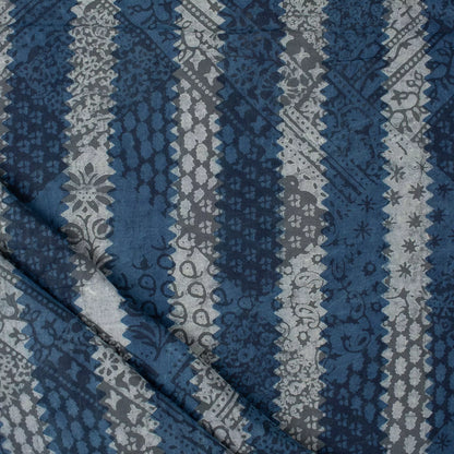 Patchwork Style Stripe Cotton Indigo Fabrics for Daily Wear