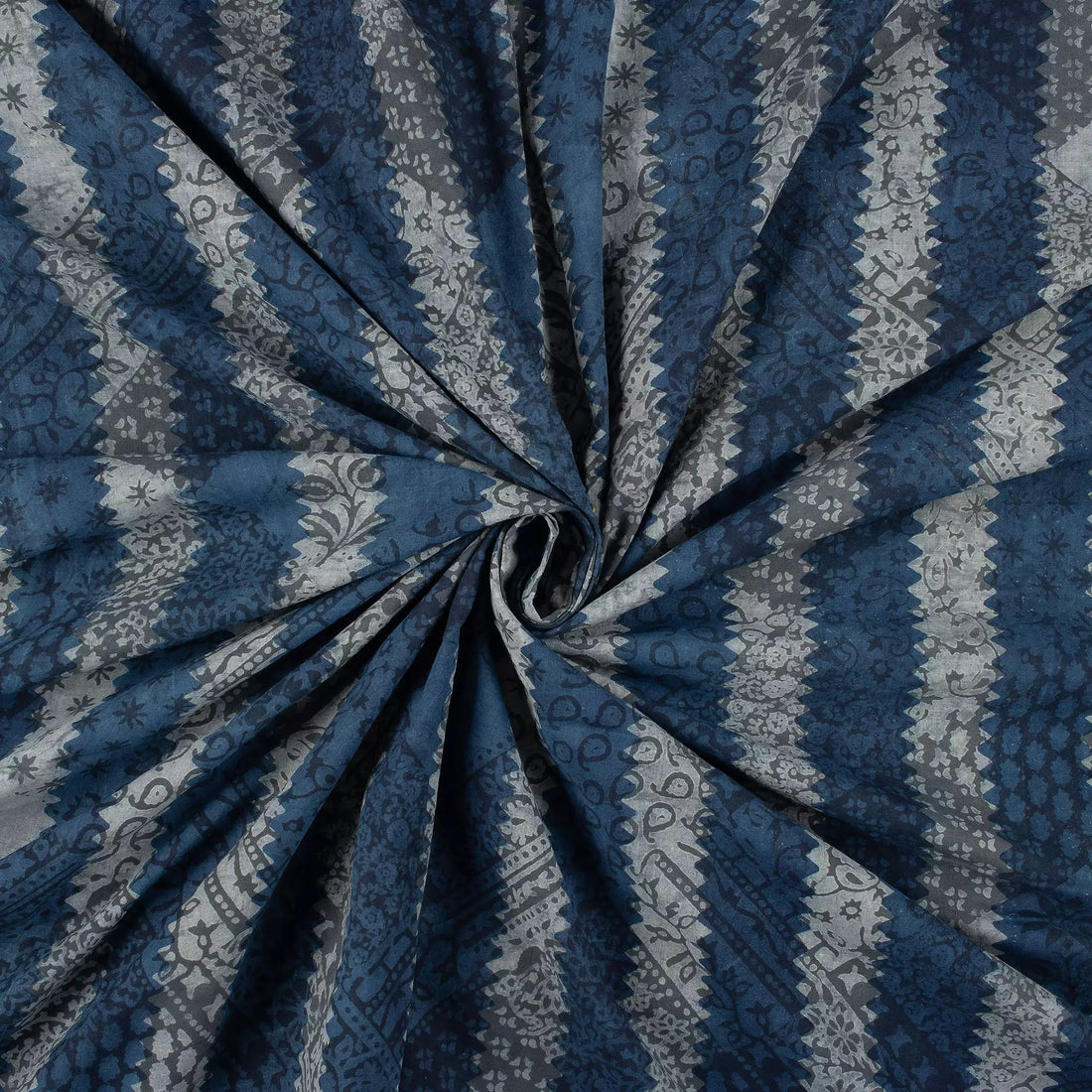 Patchwork Style Stripe Cotton Indigo Fabrics for Daily Wear
