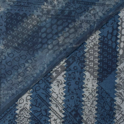 Patchwork Style Stripe Cotton Indigo Fabrics for Daily Wear