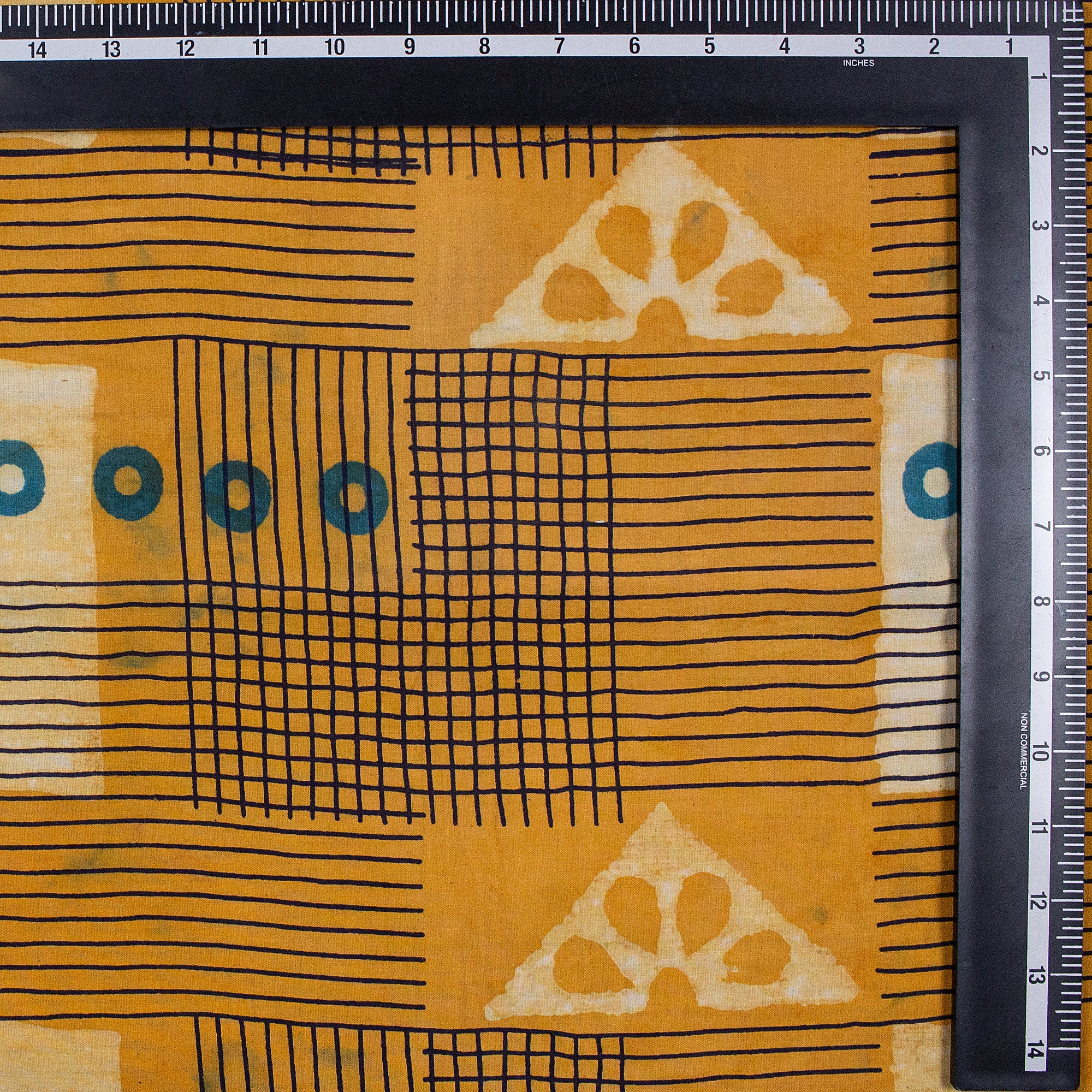 Patchwork Yellow Dabu Hand Block Print Fabric