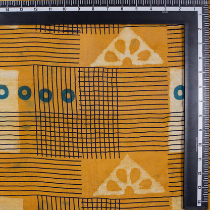 Patchwork Yellow Dabu Hand Block Print Fabric