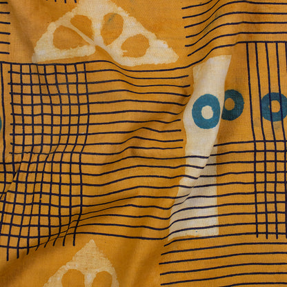 Patchwork Yellow Dabu Hand Block Print Fabric
