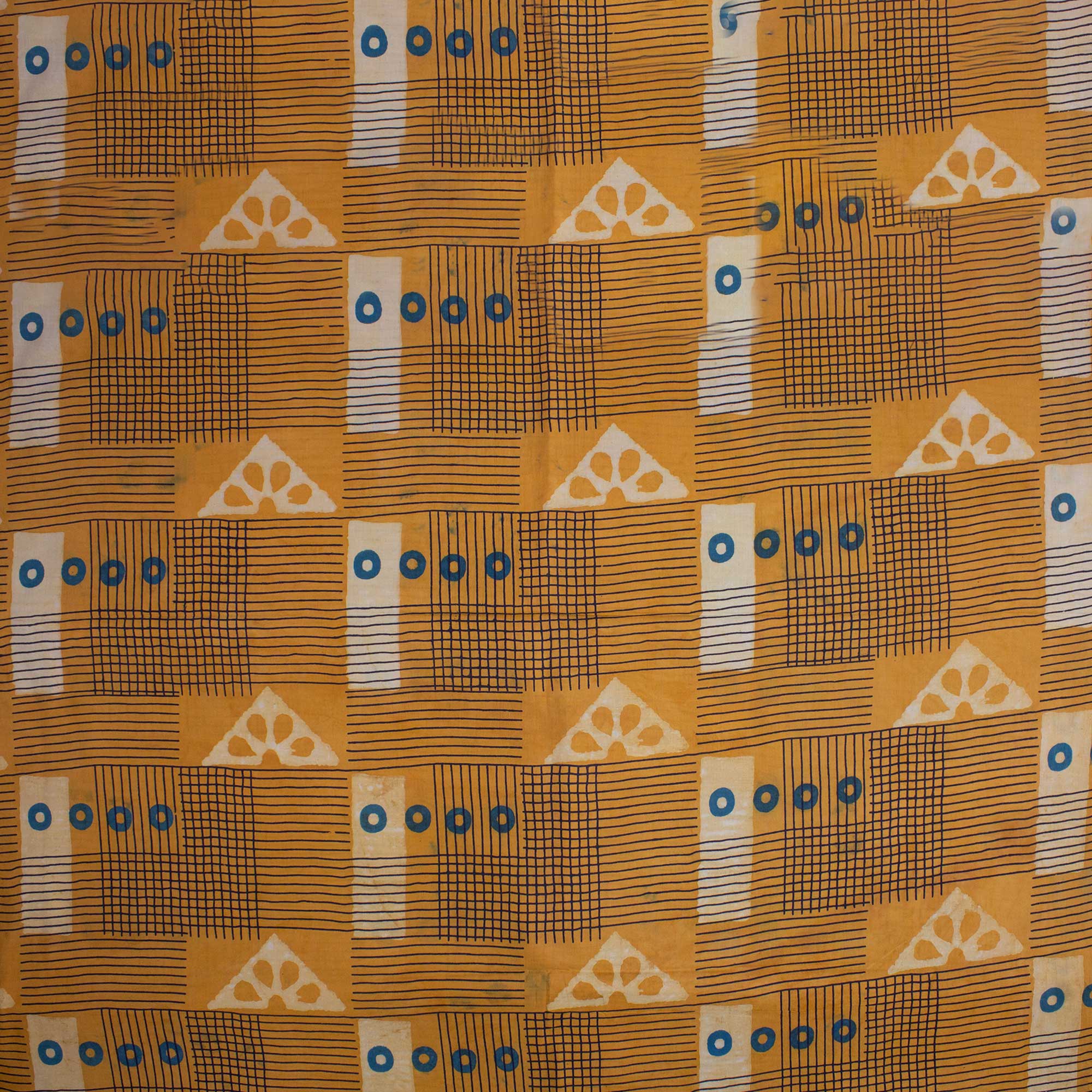 Patchwork Yellow Dabu Hand Block Print Fabric