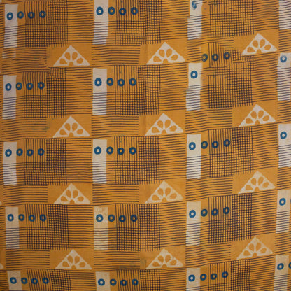 Patchwork Yellow Dabu Hand Block Print Fabric