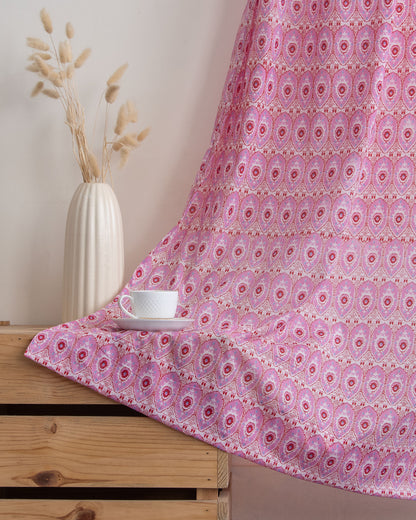 Pink Block Printed Cotton Curtains for Livig Room
