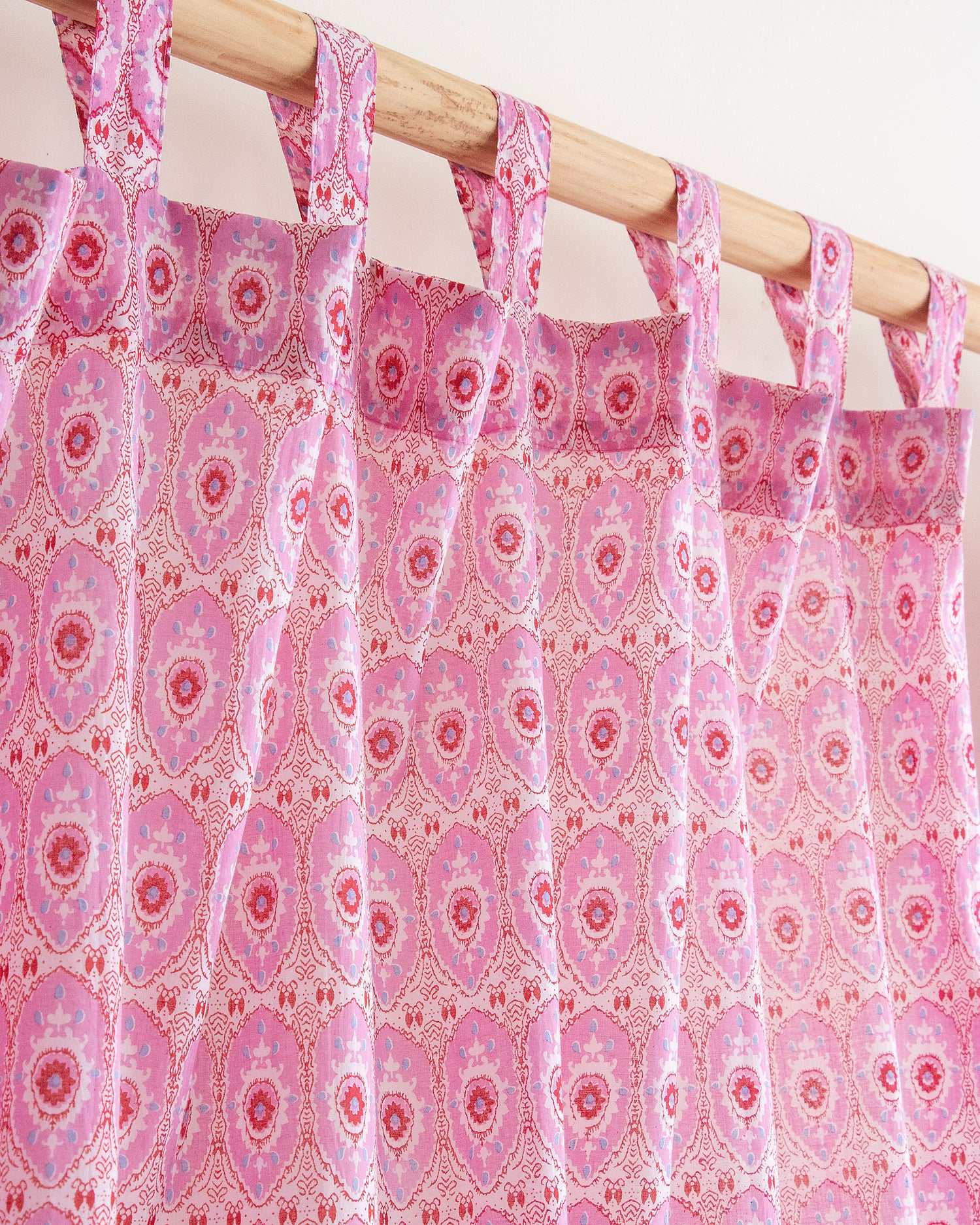Pink Block Printed Cotton Curtains for Livig Room