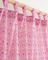 Pink Block Printed Cotton Curtains for Livig Room