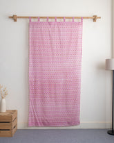 Pink Block Printed Cotton Curtains for Livig Room