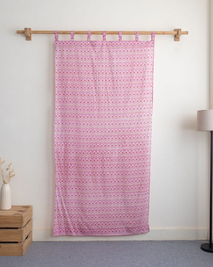 Pink Block Printed Cotton Curtains for Livig Room