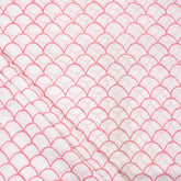 Pink Block Printed Pure Cotton Running Fabric Material