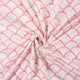 Pink Block Printed Pure Cotton Running Fabric Material
