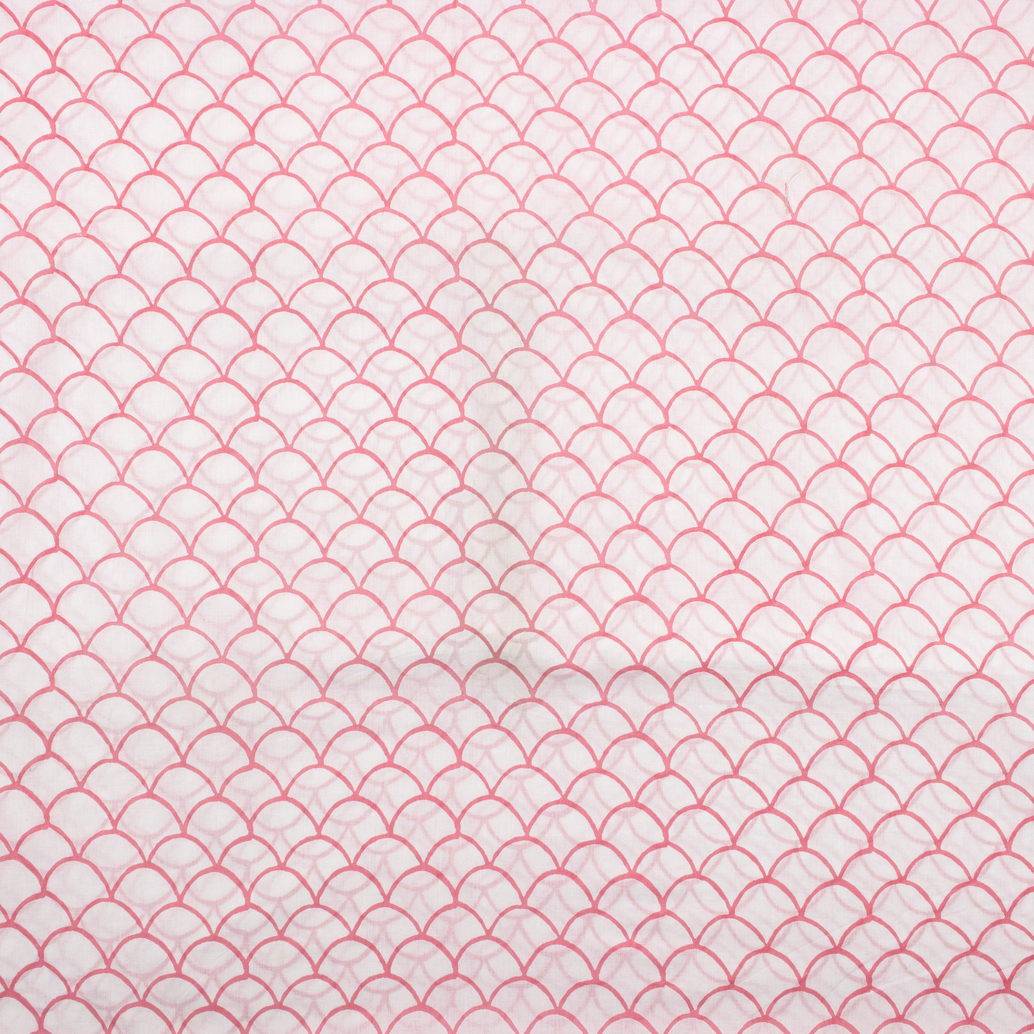 Pink Block Printed Pure Cotton Running Fabric Material
