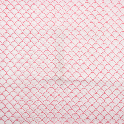 Pink Block Printed Pure Cotton Running Fabric Material