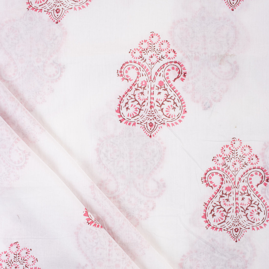 Pink Boota Indian Hand Block Cotton Fabric Material