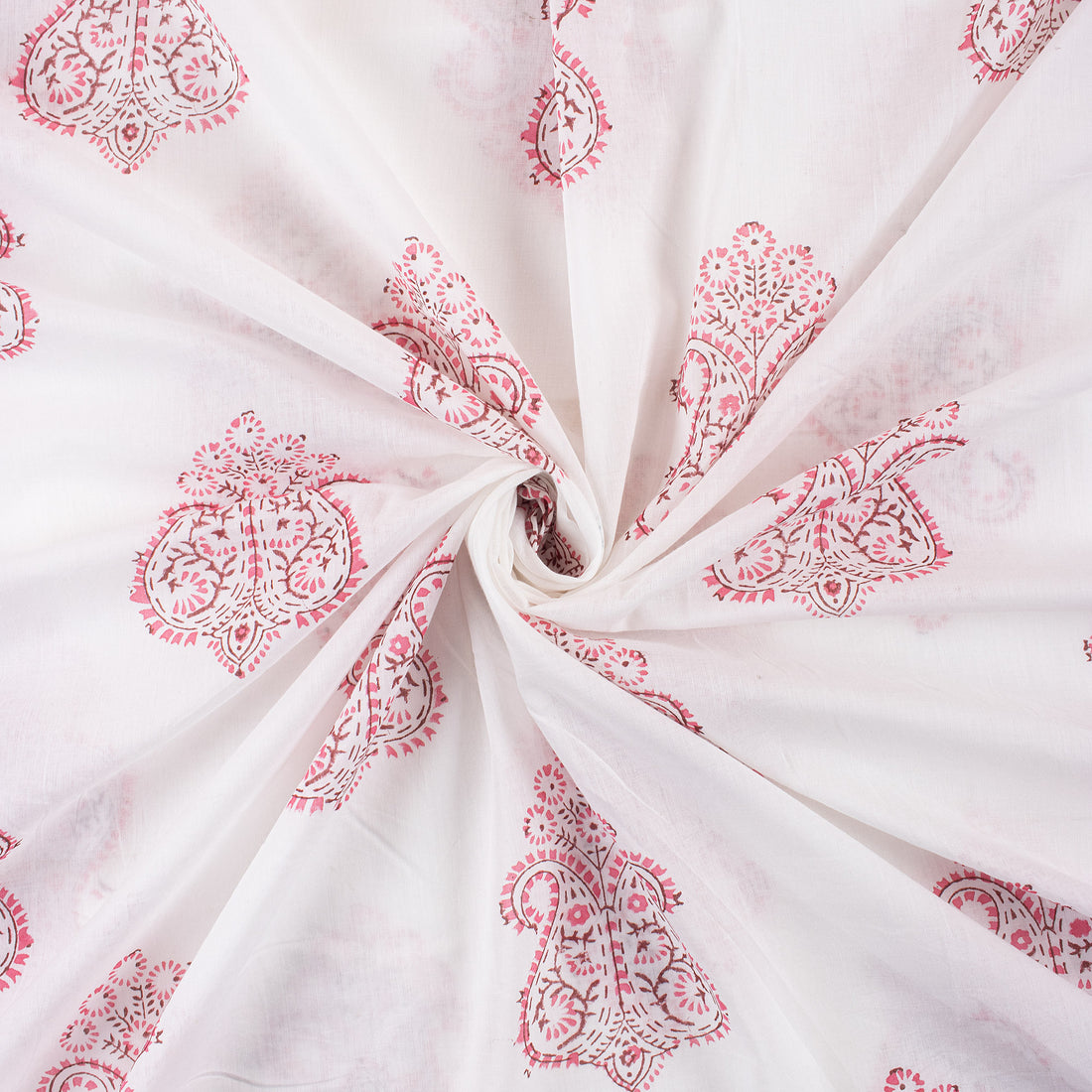 Pink Boota Indian Hand Block Cotton Fabric Material