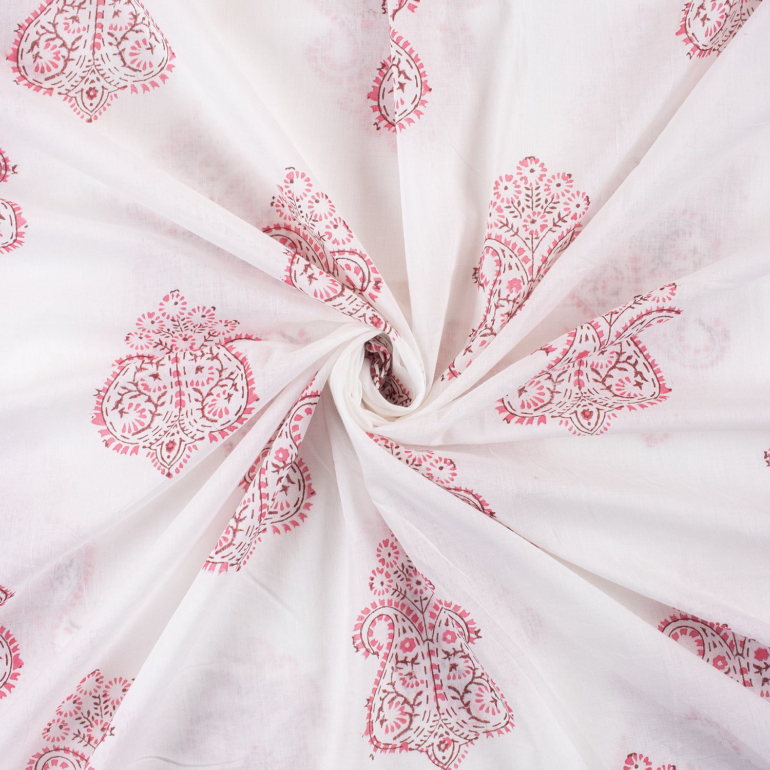 Pink Boota Indian Hand Block Cotton Fabric Material