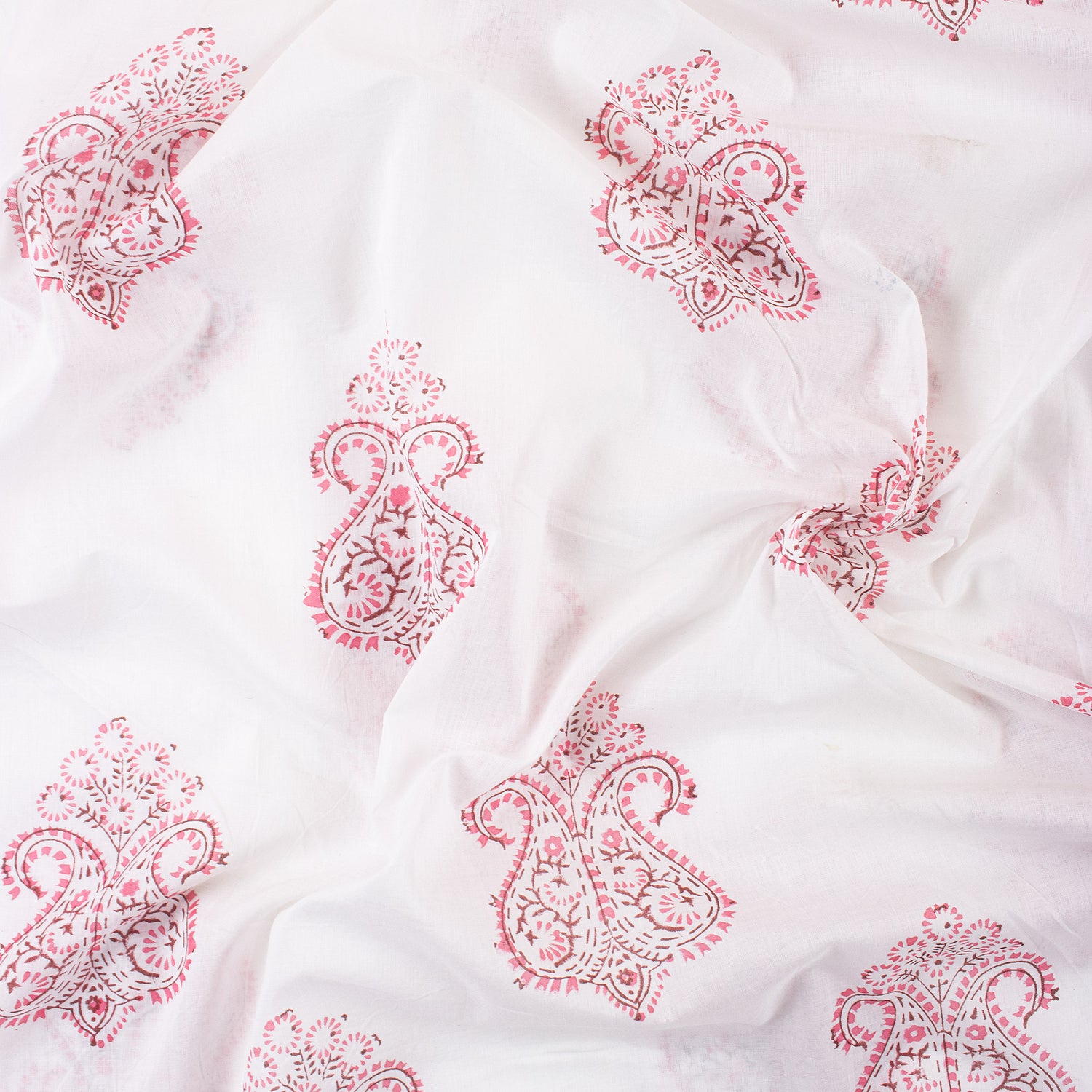 Pink Boota Indian Hand Block Cotton Fabric Material