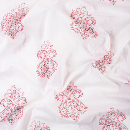 Pink Boota Indian Hand Block Cotton Fabric Material