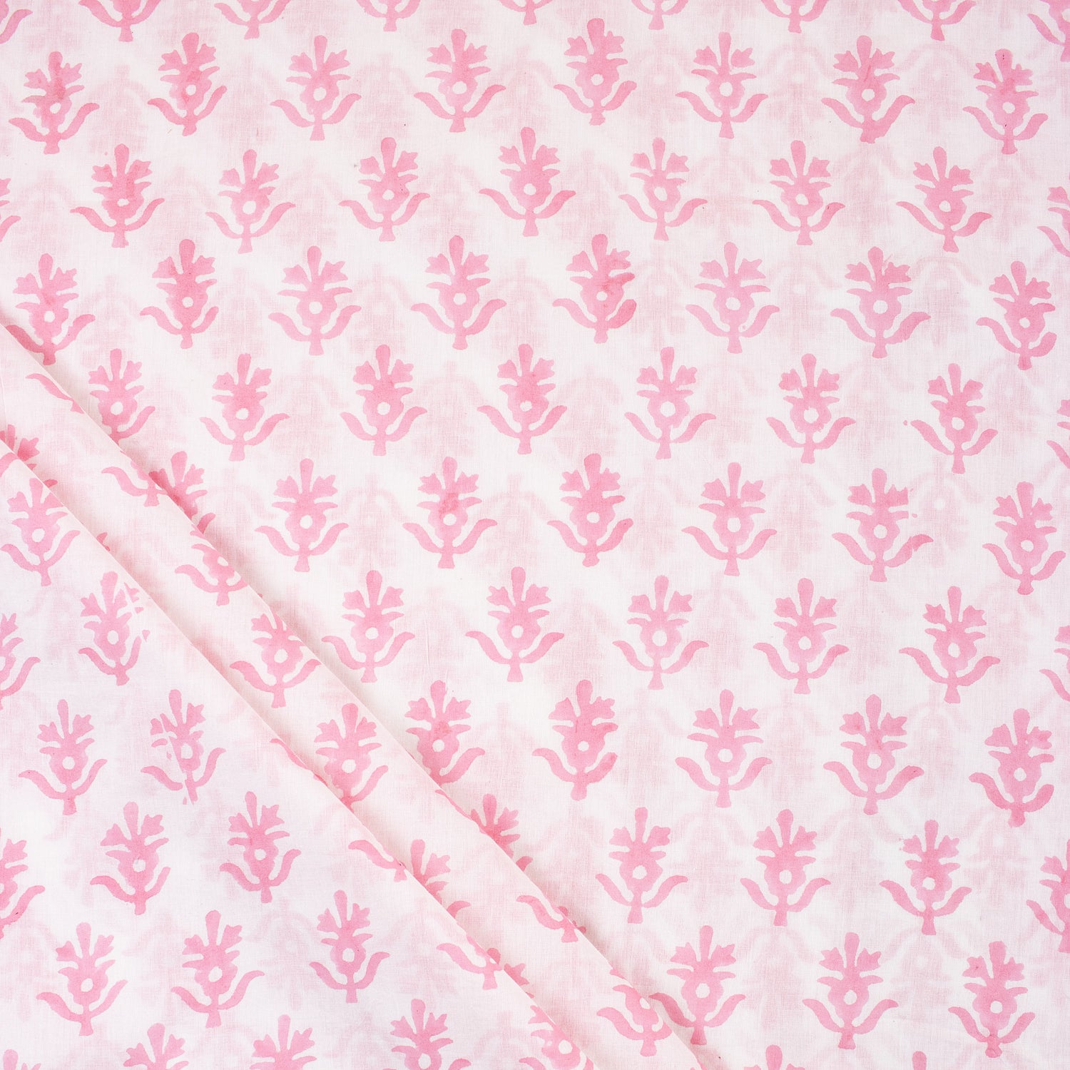 Pink Booti Block Print Fabric Cloth Material
