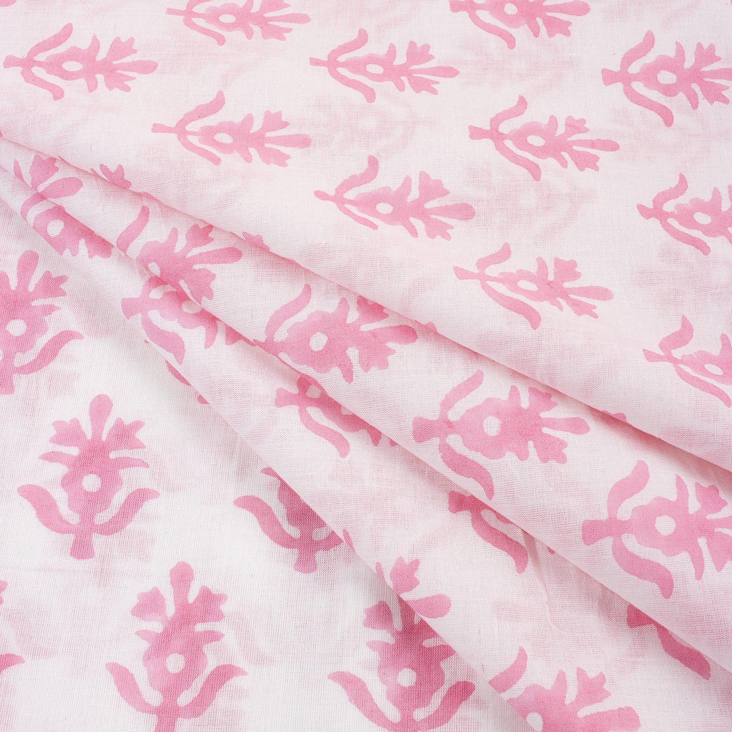 Pink Booti Block Print Fabric Cloth Material